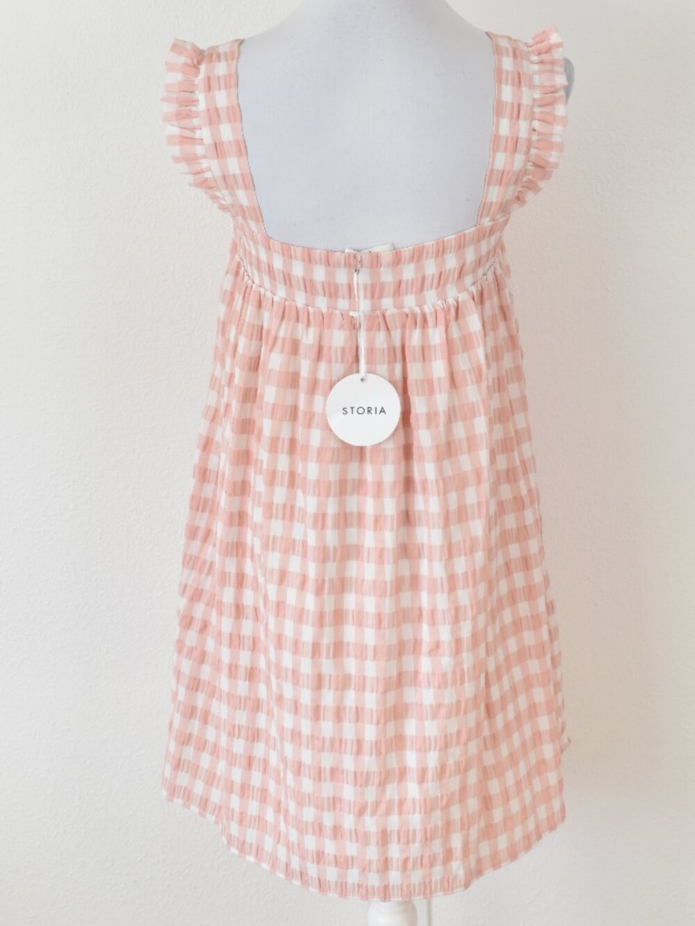 Storia Pink Gingham Babydoll Mini Dress NEW - M - Picture 6 of 10